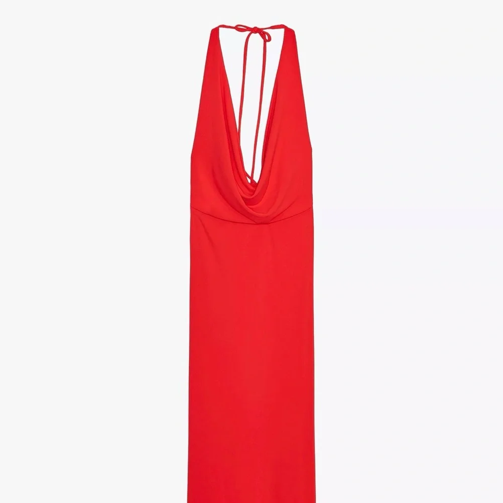 Zara Red Cowl Neck Maxi Dress